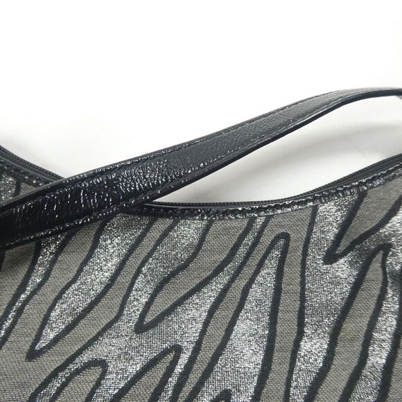 Coach Metallic Zebra Stripe Handbag Black Vintage Y2K F1093-44407 6"x10" - Picture 6 of 11